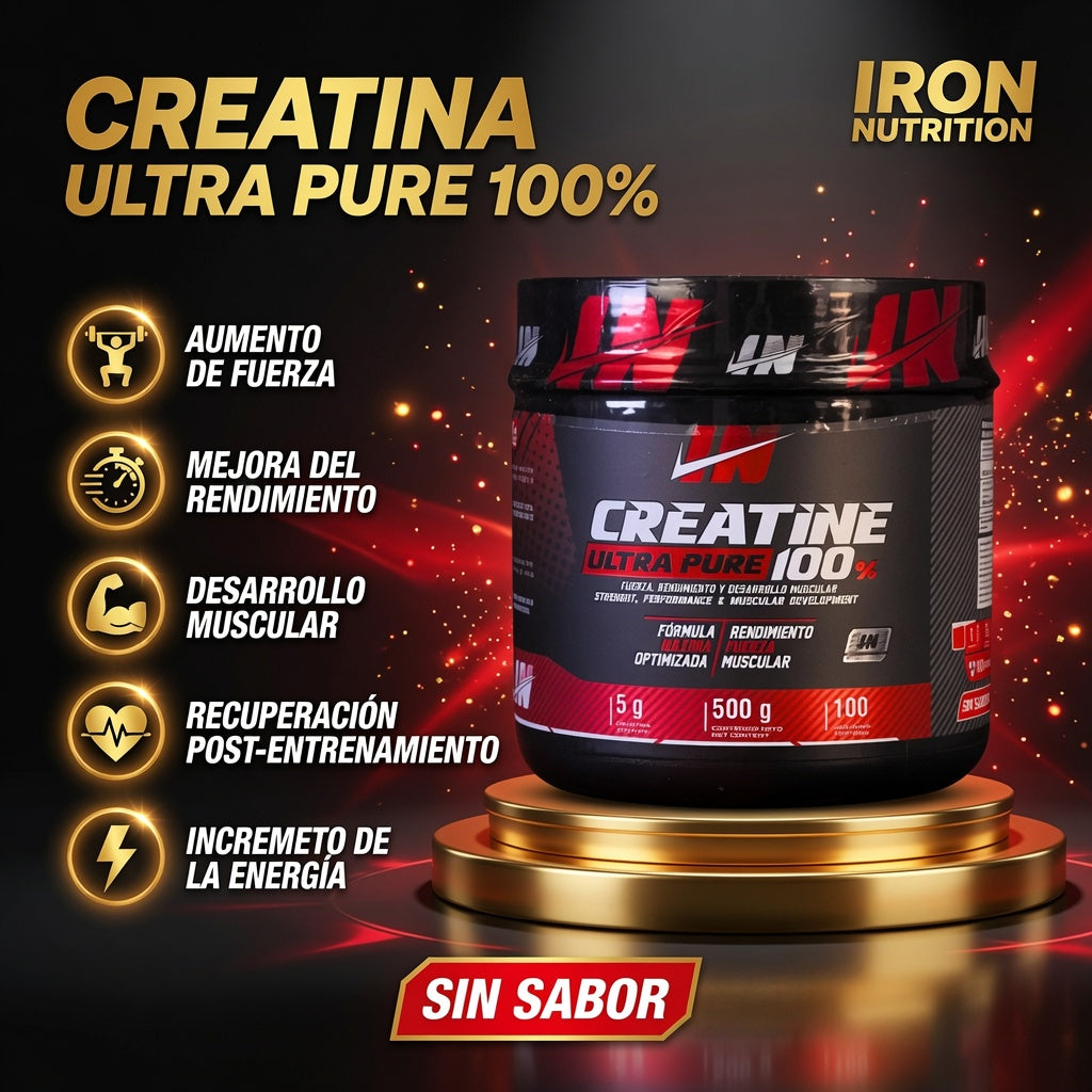 Creatina Ultra Pure 500 g IRON: LLEVA TU RENDIMIENTO AL SIGUIENTE NIVEL
